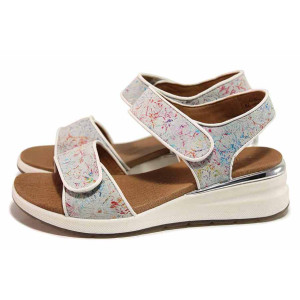 Бели дамски сандали, естествена кожа - ежедневни обувки за пролетта и лятото N 100018399