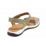 Зелени дамски сандали, естествен велур - ежедневни обувки за пролетта и лятото N 100018398