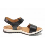 Черни анатомични дамски сандали, естествена кожа - ежедневни обувки за пролетта и лятото N 100018397