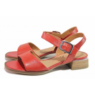Червени дамски сандали, естествена кожа - ежедневни обувки за пролетта и лятото N 100018401