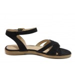 Черни анатомични дамски сандали, естествен велур - ежедневни обувки за пролетта и лятото N 100018402
