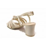 Бежови дамски сандали, естествена кожа - елегантни обувки за пролетта и лятото N 100018411