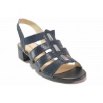 Тъмносини дамски сандали, лачена естествена кожа - ежедневни обувки за пролетта и лятото N 100018412