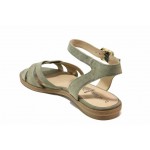 Зелени анатомични дамски сандали, естествен велур - ежедневни обувки за пролетта и лятото N 100018413