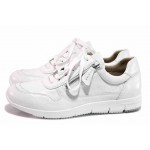 Бели спортни дамски обувки, естествена кожа - спортни обувки за пролетта и лятото N 100018433