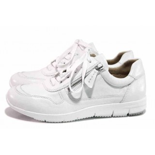 Бели спортни дамски обувки, естествена кожа - спортни обувки за пролетта и лятото N 100018433