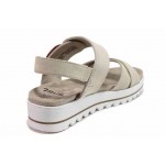 Бежови анатомични дамски сандали, естествен велур - ежедневни обувки за пролетта и лятото N 100018452