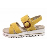 Жълти анатомични дамски сандали, естествен велур - ежедневни обувки за пролетта и лятото N 100018450