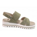 Зелени дамски сандали, естествен велур - ежедневни обувки за пролетта и лятото N 100018451