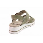 Зелени дамски сандали, естествен велур - ежедневни обувки за пролетта и лятото N 100018451