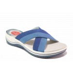 Сини дамски чехли, текстилна материя - всекидневни обувки за лятото N 100018518