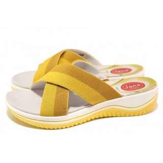 Жълти дамски чехли, текстилна материя - ежедневни обувки за лятото N 100018519