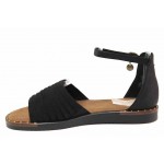 Черни дамски сандали, еко-кожа и текстилна материя - всекидневни обувки за лятото N 100018583