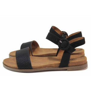 Черни дамски сандали, еко-кожа и текстилна материя - всекидневни обувки за лятото N 100018585