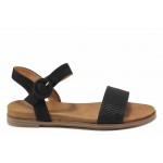 Черни дамски сандали, еко-кожа и текстилна материя - всекидневни обувки за лятото N 100018585
