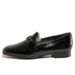 Черни дамски мокасини, лачена естествена кожа - ежедневни обувки за целогодишно ползване N 100018674