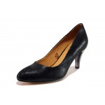 Черни дамски обувки с висок ток, естествен велур - елегантни обувки за целогодишно ползване N 100018675