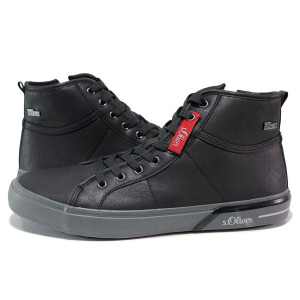 Черни мъжки боти, здрава еко-кожа - спортни кецове за есента и зимата N 100018673