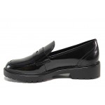 Черни дамски мокасини, лачена еко кожа - всекидневни обувки за есента и зимата N 100018682