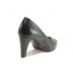 Черни дамски обувки с висок ток, естествена кожа - официални обувки за целогодишно ползване N 100018683