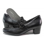 Черни дамски обувки със среден ток, естествена кожа - всекидневни обувки за целогодишно ползване N 100018684