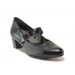 Черни дамски обувки със среден ток, естествена кожа - всекидневни обувки за целогодишно ползване N 100018684