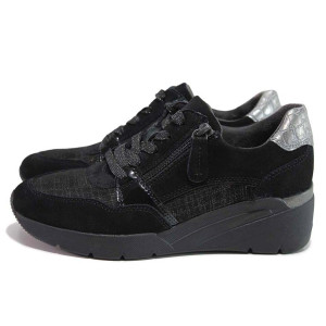 Черни спортни дамски обувки, естествен велур - ежедневни обувки за есента и зимата N 100018685