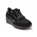 Черни спортни дамски обувки, естествен велур - ежедневни обувки за есента и зимата N 100018685