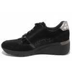 Черни спортни дамски обувки, естествен велур - ежедневни обувки за есента и зимата N 100018685