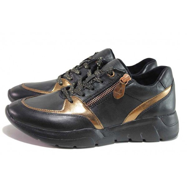 Черни спортни дамски обувки, естествена кожа и еко-кожа - всекидневни обувки за есента и зимата N 100018686