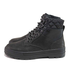 Черни анатомични дамски боти, здрава еко-кожа - ежедневни обувки за есента и зимата N 100018687