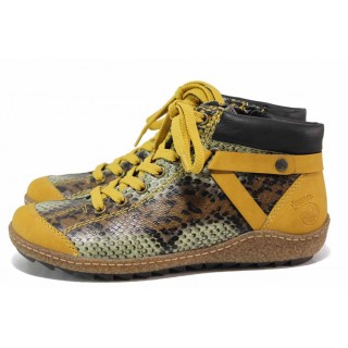 Жълти дамски боти, здрава еко-кожа - ежедневни обувки за есента и зимата N 100018680