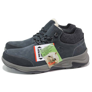 Сини анатомични мъжки боти, естествен набук - ежедневни обувки за есента и зимата N 100018701