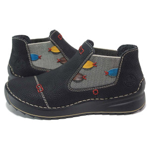 Черни анатомични дамски боти, здрава еко-кожа - ежедневни обувки за есента и зимата N 100018709