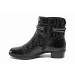 Черни дамски боти, естествена кожа и лачена естествена кожа  - ежедневни обувки за есента и зимата N 100018718