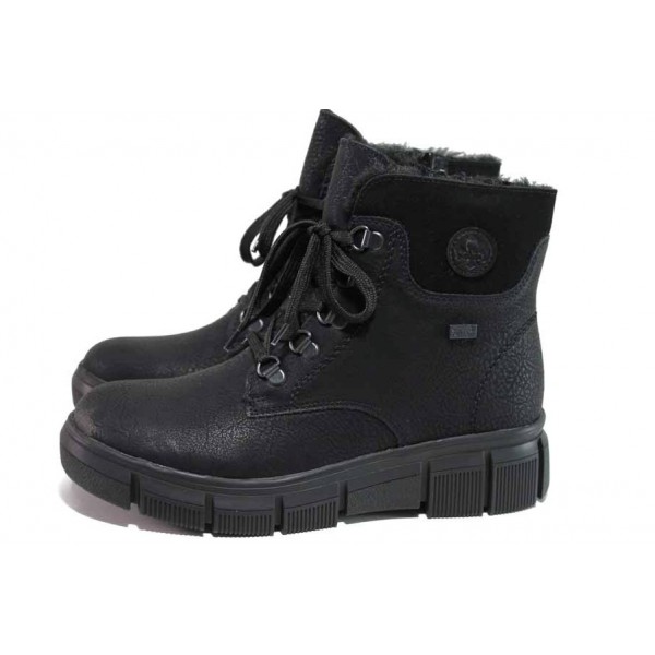 Черни дамски боти, здрава еко-кожа - ежедневни обувки за есента и зимата N 100018717