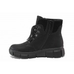 Черни дамски боти, здрава еко-кожа - ежедневни обувки за есента и зимата N 100018717