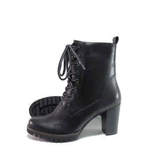 Черни дамски боти, естествена кожа - всекидневни обувки за есента и зимата N 100018746