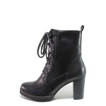 Черни дамски боти, естествена кожа - всекидневни обувки за есента и зимата N 100018746