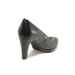 Черни анатомични дамски обувки с висок ток, здрава еко-кожа - официални обувки за есента и зимата N 100018749