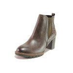 Кафяви дамски боти, здрава еко-кожа - ежедневни обувки за есента и зимата N 100018750