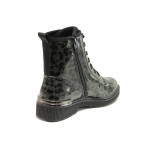 Зелени дамски боти, лачена еко кожа - всекидневни обувки за есента и зимата N 100018751