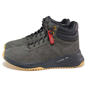 Сиви мъжки боти, естествена кожа - ежедневни обувки за есента и зимата N 100018813