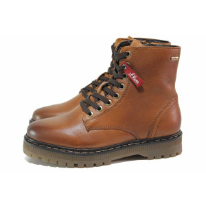 Кафяви дамски боти, естествена кожа - ежедневни обувки за есента и зимата N 100018816