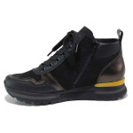 Черни дамски боти, естествена кожа и велурена еко-кожа - спортни обувки за есента и зимата N 100018826