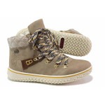 Бежови дамски боти, здрава еко-кожа - ежедневни обувки за есента и зимата N 100018884