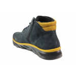 Тъмносини мъжки боти, естествен велур - ежедневни обувки за есента и зимата N 100018900