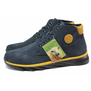 Тъмносини мъжки боти, естествен велур - ежедневни обувки за есента и зимата N 100018900