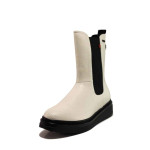 Бели анатомични дамски боти, здрава еко-кожа - ежедневни обувки за целогодишно ползване N 100018917