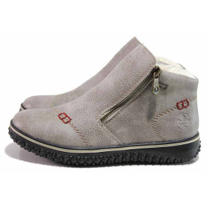 Сиви дамски боти, здрава еко-кожа - ежедневни обувки за есента и зимата N 100018918